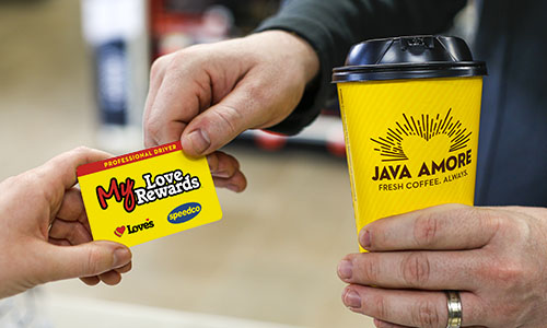 My Love Rewards card and Java Amore coffee cup