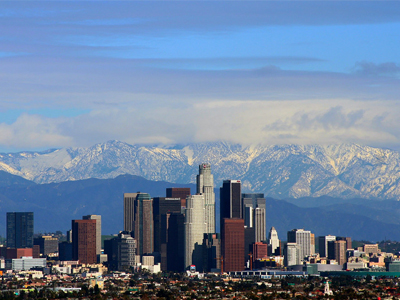 A photo of the Los Angeles skyline